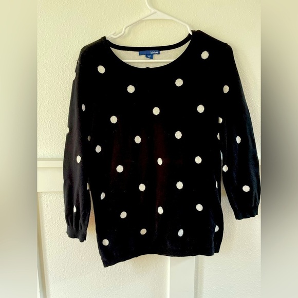 EUC Basic Edition black and white polka dot sweater size small - Picture 1 of 4